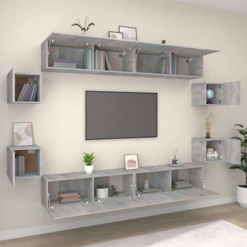 8-dijelni set TV ormarića sivog sonome konstruirano drvo - Sivi hrast sonoma 8 100 cm Cijena