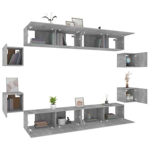 8-dijelni set TV ormarića sivog sonome konstruirano drvo - Sivi hrast sonoma 8 100 cm Cijena