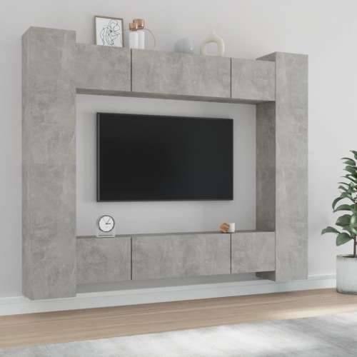 8-dijelni set TV ormarića siva boja betona konstruirano drvo - Beton siva 8 80 cm Cijena