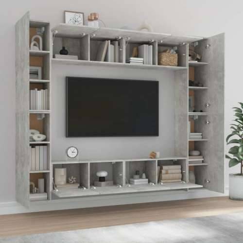 8-dijelni set TV ormarića siva boja betona konstruirano drvo - Beton siva 8 80 cm Cijena