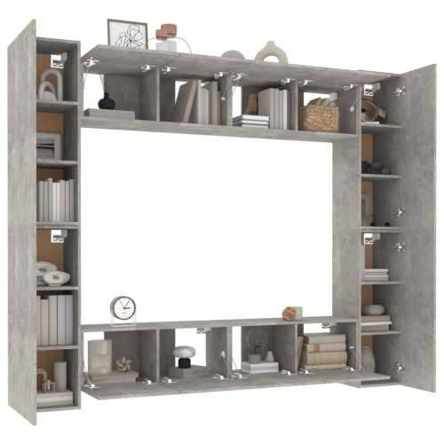 8-dijelni set TV ormarića siva boja betona konstruirano drvo - Beton siva 8 80 cm Cijena