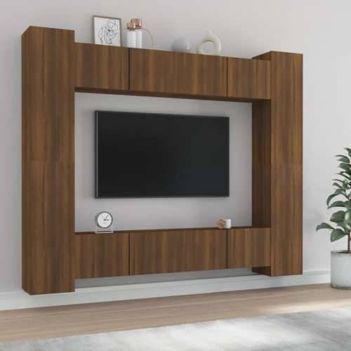 8-dijelni set TV ormarića boja smeđeg hrasta konstruirano drvo - Smeđi hrast 8 80 cm Cijena