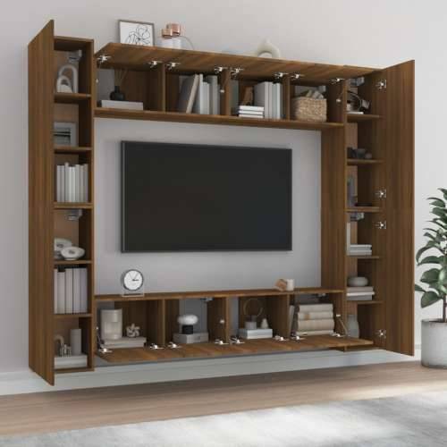 8-dijelni set TV ormarića boja smeđeg hrasta konstruirano drvo - Smeđi hrast 8 80 cm Cijena