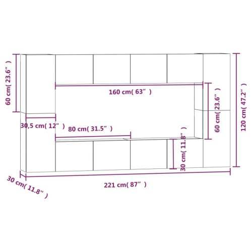 8-dijelni set TV ormarića bijeliod konstruiranog drva - Bijela 8 80 cm Cijena