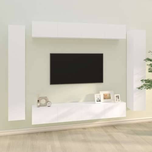 8-dijelni set TV ormarića bijeliod konstruiranog drva - Bijela 8 100 cm Cijena