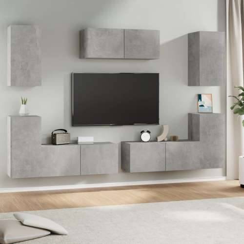 7-dijelni set TV ormarića siva boja betona konstruirano drvo - Beton siva 7 80 cm Cijena