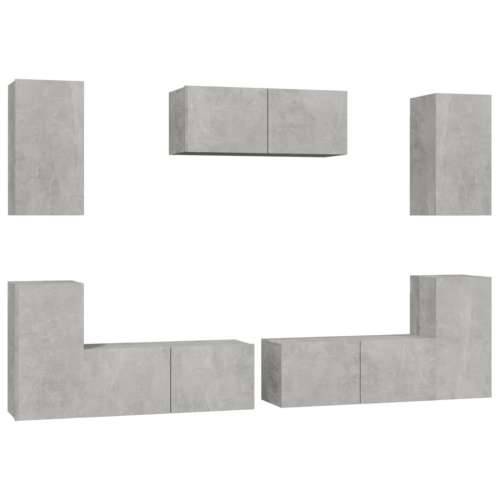 7-dijelni set TV ormarića siva boja betona konstruirano drvo - Beton siva 7 80 cm Cijena