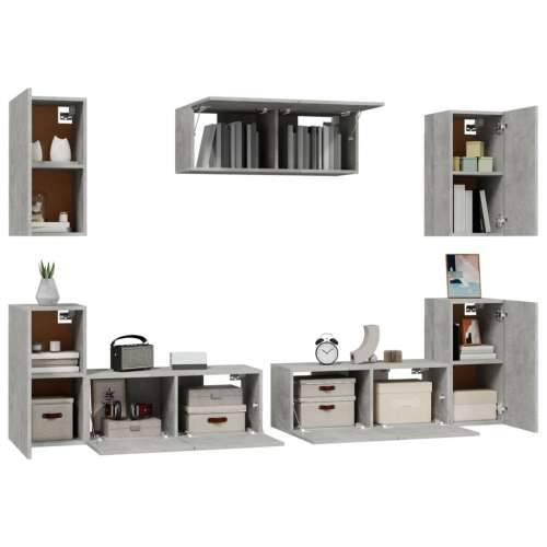 7-dijelni set TV ormarića siva boja betona konstruirano drvo - Beton siva 7 80 cm Cijena