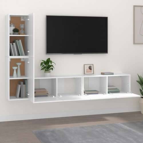 4-dijelni set TV ormarića bijeli od konstruiranog drva - Bijela 4 80 cm Cijena
