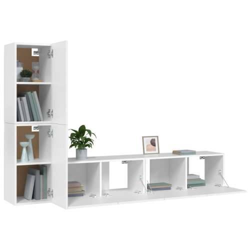 4-dijelni set TV ormarića bijeli od konstruiranog drva - Bijela 4 80 cm Cijena