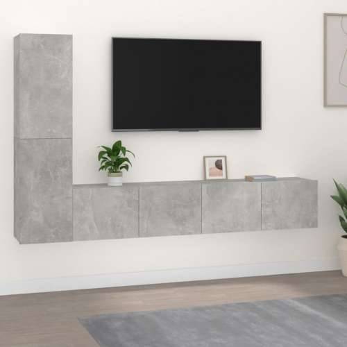 4-dijelni set TV ormarića siva boja betona drveni - Beton siva 4 80 cm Cijena