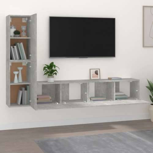 4-dijelni set TV ormarića siva boja betona drveni - Beton siva 4 80 cm Cijena