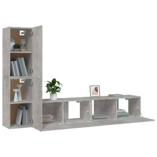 4-dijelni set TV ormarića siva boja betona drveni - Beton siva 4 80 cm Cijena