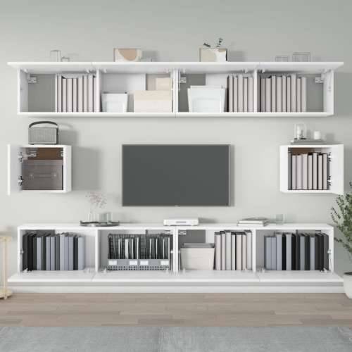 6-dijelni set TV ormarića bijeli od konstruiranog drva - Bijela 6 100 cm Cijena
