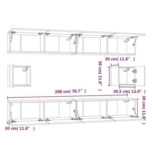 6-dijelni set TV ormarića bijeli od konstruiranog drva - Bijela 6 100 cm Cijena