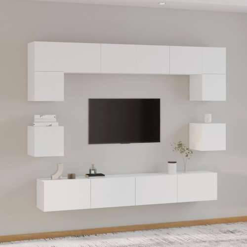 8-dijelni set TV ormarića bijeliod konstruiranog drva - Bijela 8 100 cm Cijena
