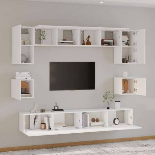 8-dijelni set TV ormarića bijeliod konstruiranog drva - Bijela 8 100 cm Cijena