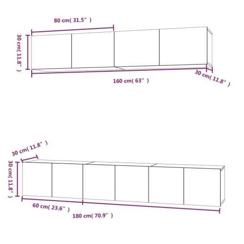 5-dijelni set TV ormarića boja dimljenog hrasta drveni - Dimljeni hrast 5 80 cm Cijena