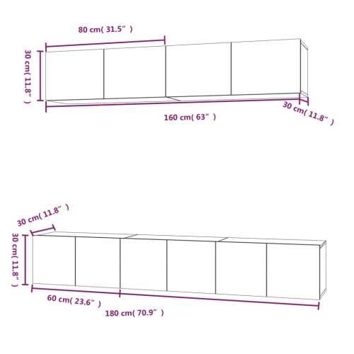 5-dijelni set TV ormarića sivog sonome konstruirano drvo - Sivi hrast sonoma 5 80 cm Cijena