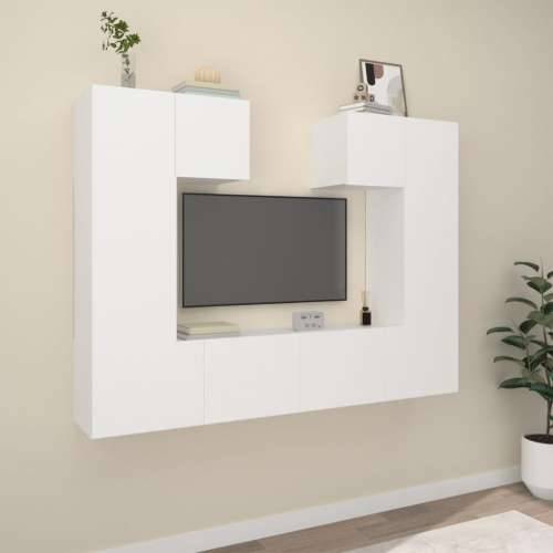6-dijelni set TV ormarića bijeli od konstruiranog drva - Bijela 6 80 cm Cijena