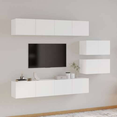 6-dijelni set TV ormarića bijeli od konstruiranog drva - Bijela 6 80 cm Cijena