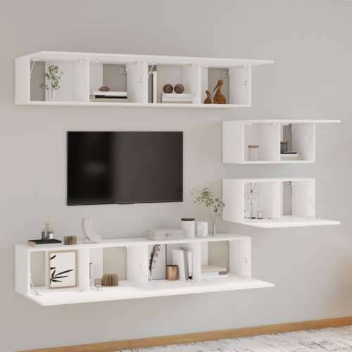 6-dijelni set TV ormarića bijeli od konstruiranog drva - Bijela 6 80 cm Cijena