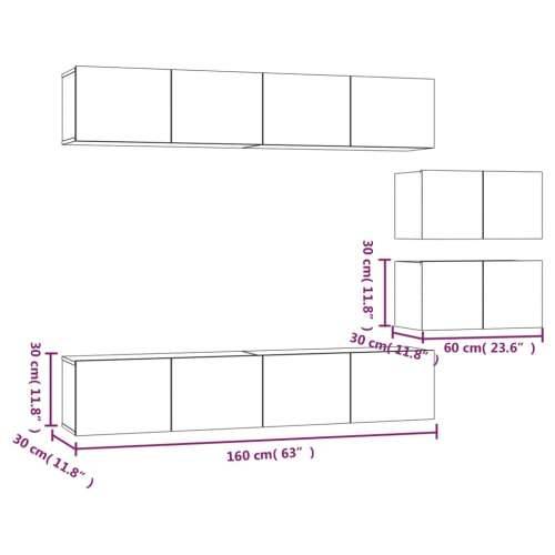 6-dijelni set TV ormarića bijeli od konstruiranog drva - Bijela 6 80 cm Cijena