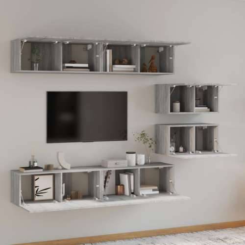 6-dijelni set TV ormarića sivog sonome konstruirano drvo - Sivi hrast sonoma 6 80 cm Cijena