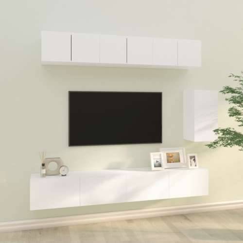 6-dijelni set TV ormarića bijeli od konstruiranog drva - Bijela 6 Cijena