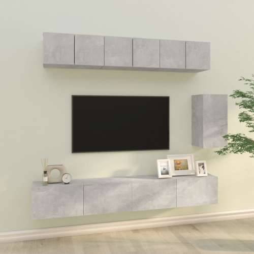 6-dijelni set TV ormarića siva boja betona drveni - Beton siva 6 Cijena