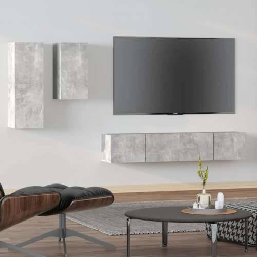 4-dijelni set TV ormarića siva boja betona drveni - Beton siva 4 80 cm Cijena