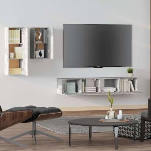 4-dijelni set TV ormarića siva boja betona drveni - Beton siva 4 80 cm Cijena