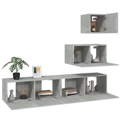 4-dijelni set TV ormarića siva boja betona drveni Cijena