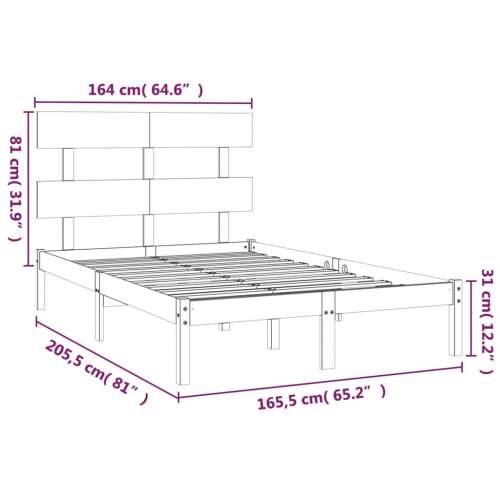 Okvir za krevet od masivnog drva 160 x 200 cm - Prirodna 160 x 200 cm Cijena