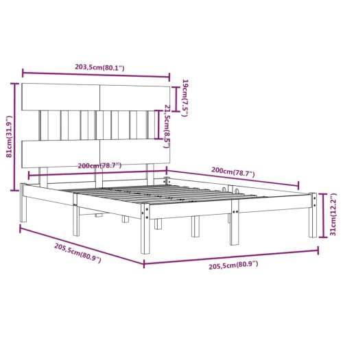 Okvir za krevet od masivne borovine crni 200 x 200 cm - Crna 200 x 200 cm Cijena