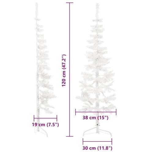 Tanka umjetna polovica božićnog drvca sa stalkom bijela 120 cm - Bijela 120 cm 1 Cijena