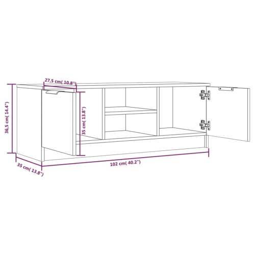 TV ormarić crni 102 x 35 x 36,5 cm od konstruiranog drva - Crna 1 Cijena