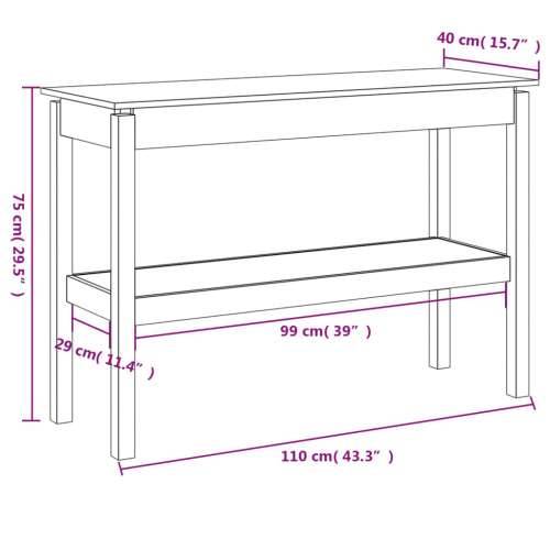 Konzolni stol bijeli 110x40x75 cm od masivne borovine - Bijela 1 110 cm Cijena