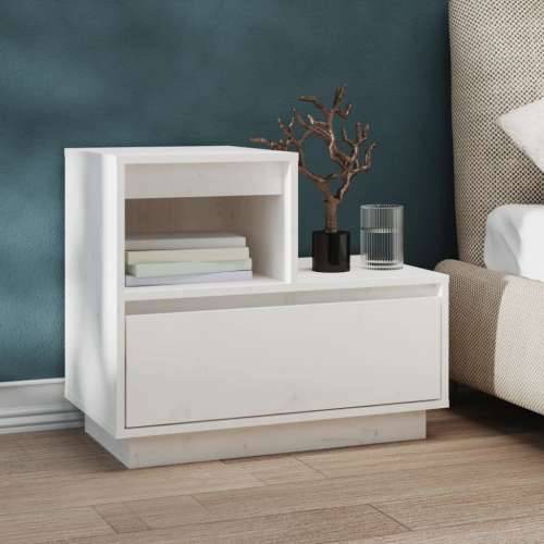 Noćni ormarići bijeli 60 x 34 x 51 cm od masivne borovine - Bijela 1 Cijena
