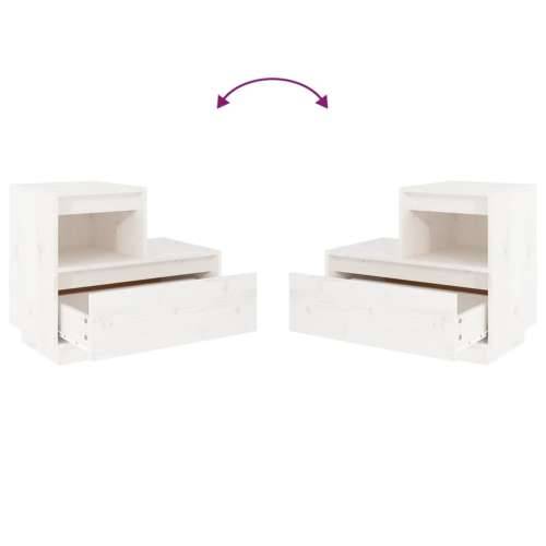 Noćni ormarići bijeli 60 x 34 x 51 cm od masivne borovine - Bijela 1 Cijena