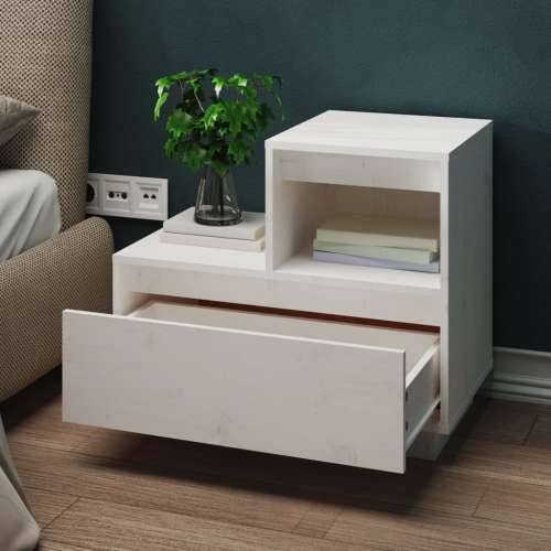 Noćni ormarići bijeli 60 x 34 x 51 cm od masivne borovine - Bijela 1 Cijena