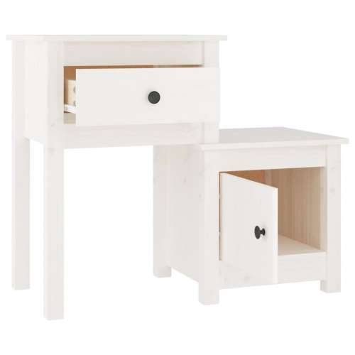 Noćni ormarić bijeli 79,5 x 38 x 65,5 cm od masivne borovine - Bijela 1 Cijena
