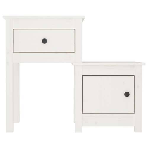 Noćni ormarić bijeli 79,5 x 38 x 65,5 cm od masivne borovine - Bijela 1 Cijena