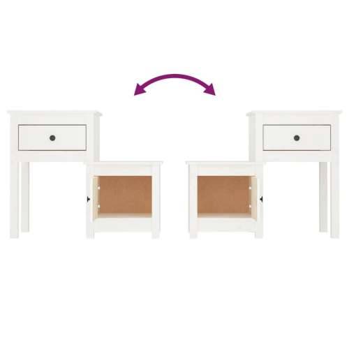 Noćni ormarić bijeli 79,5 x 38 x 65,5 cm od masivne borovine - Bijela 1 Cijena