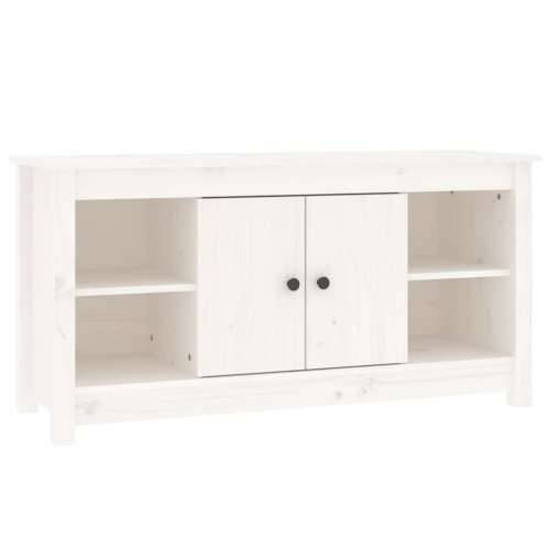 TV ormarić bijeli 103 x 36,5 x 52 cm od masivne borovine - Bijela 1 Cijena