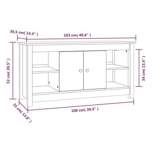 TV ormarić bijeli 103 x 36,5 x 52 cm od masivne borovine - Bijela 1 Cijena
