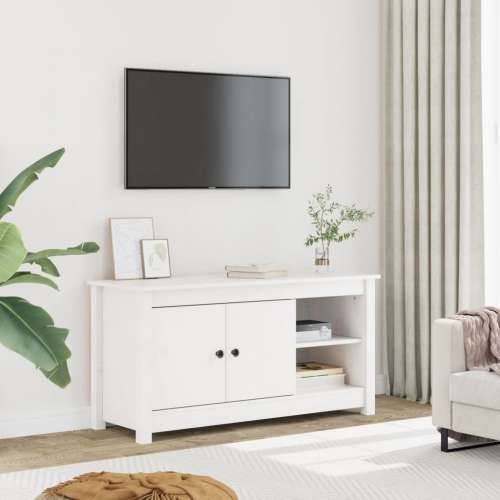 TV ormarić bijeli 103 x 36,5 x 52 cm od masivne borovine - Bijela 1 Cijena