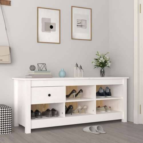 Ormarić za cipele bijeli 110 x 38 x 45,5 cm od masivne borovine - Bijela 1 Cijena