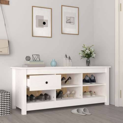 Ormarić za cipele bijeli 110 x 38 x 45,5 cm od masivne borovine - Bijela 1 Cijena