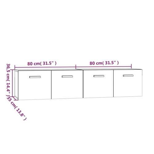 Zidni ormarići 2 kom boja smeđeg hrasta 80x35x36,5 cm drveni - Smeđi hrast 80 x 35 x 36.5 cm 1 Cijena